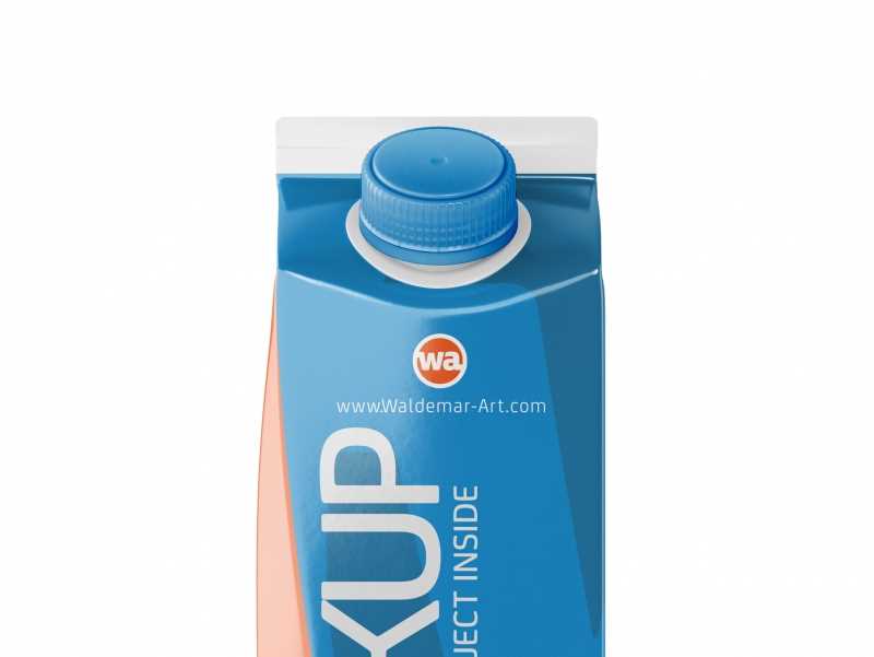 Mockup of Elopak Pure-Pak Diamond-Curve 1000ml packaging - Front view