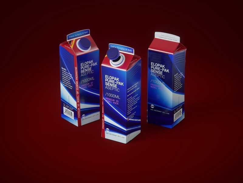 Elopak Pure-Pak Sense Linea 1000ml Carton packaging 3D model