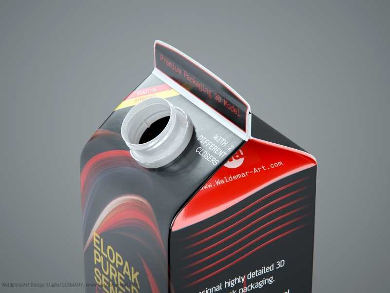Premium 3D model of Elopak Pure-Pak Sense Fresh 1000ml with two openings