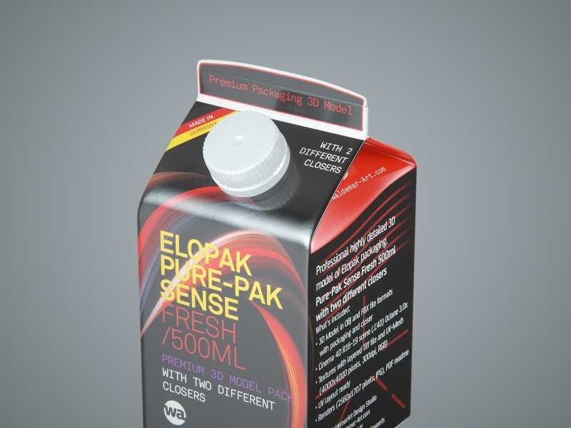Elopak Pure-Pak Sense Fresh 500ml Carton packaging 3D model