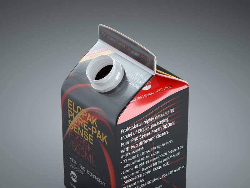 Elopak Pure-Pak Sense Fresh 500ml Carton packaging 3D model
