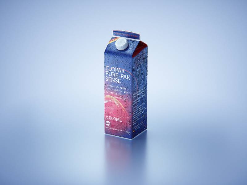 Elopak Pure-pak Sense 1000ml with tethered cap TwistFlip 29 and Condensation Premium 3D model pack