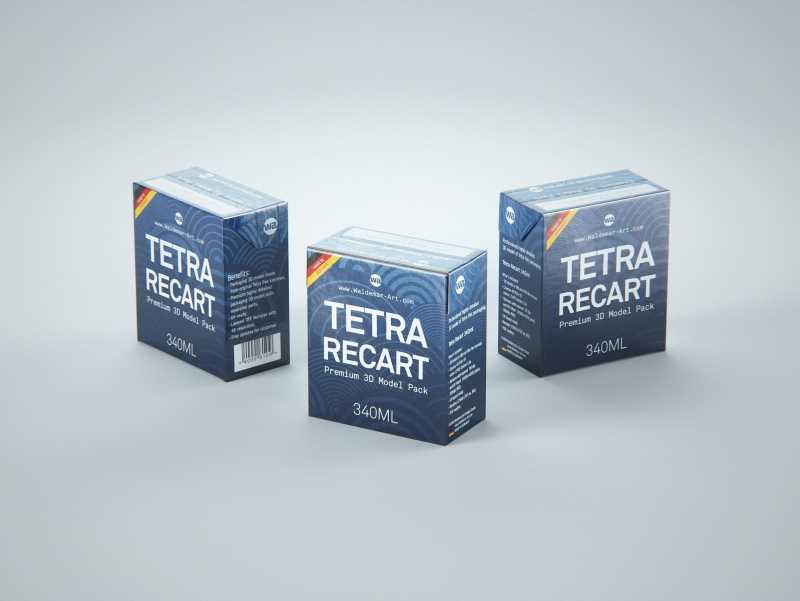 Tetra Pack Recart 340ml Premium carton packaging 3D model pak