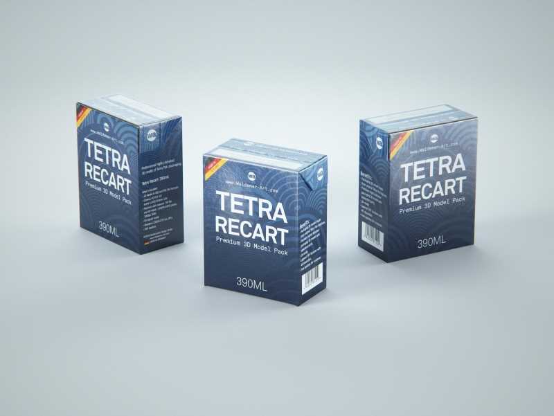 Tetra Pack Recart 390ml Premium carton packaging 3D model pak