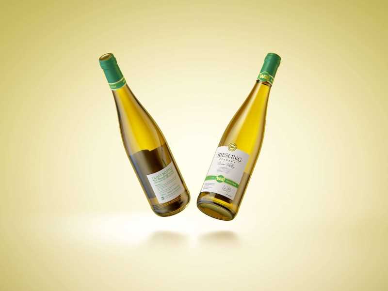 Riesling wine bottle 750ml with a cork and labels Premium 3D model pack
