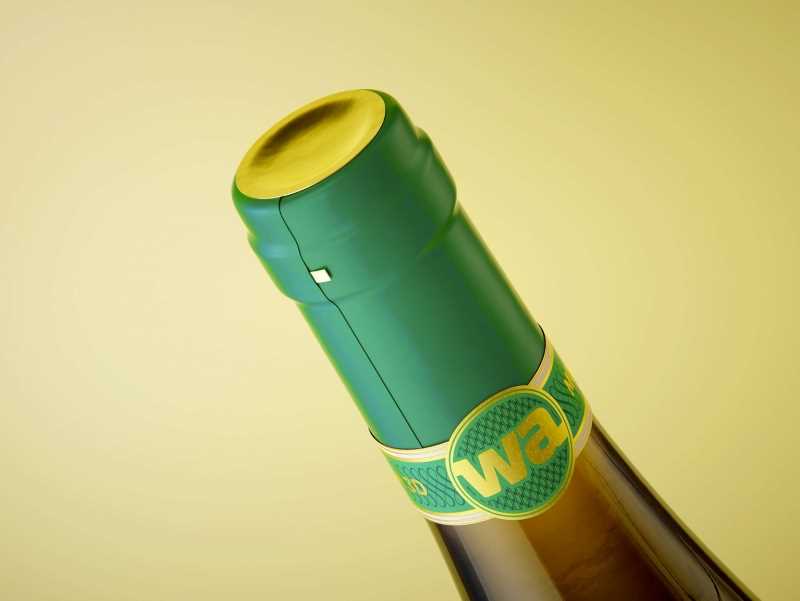 Riesling wine bottle 750ml with a cork and labels Premium 3D model pack