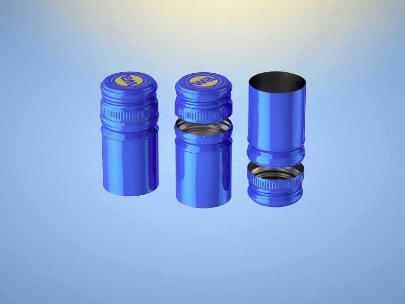 3D model of a wine bottle 750ml for Riesling wine with screw cap and a glass of wine