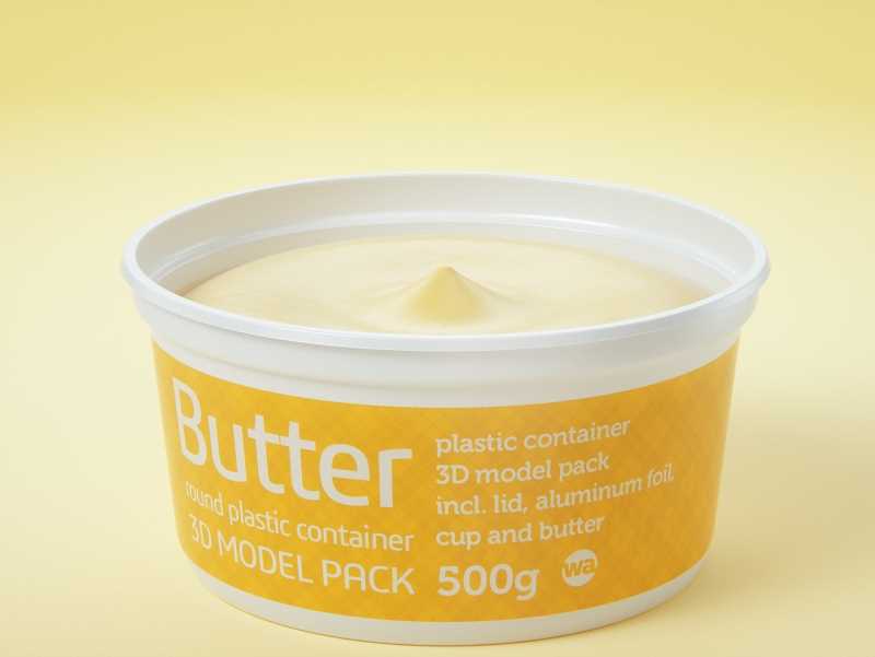 Butter Round Plastic Container 500g Packagin 3D model pack