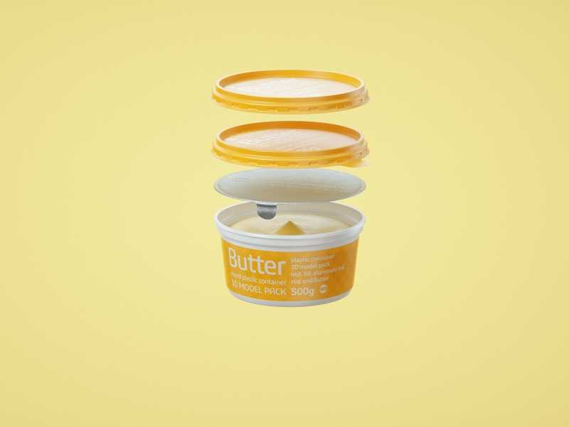 Butter Round Plastic Container 500g Packagin 3D model pack