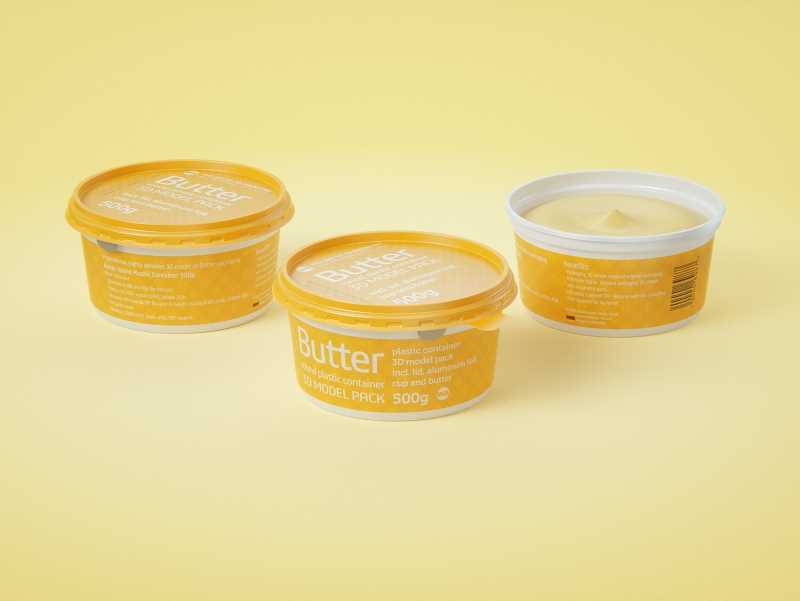 Butter Round Plastic Container 500g Packagin 3D model pack