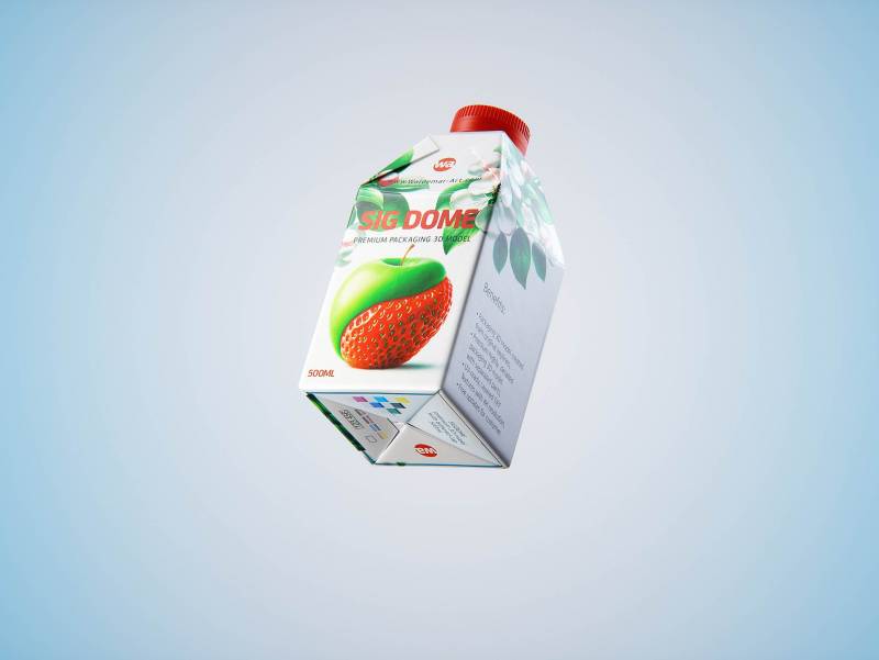 SIG DOME (CombiDome) 500ml with tethered cap DomeTwist premium carton packaging 3d model