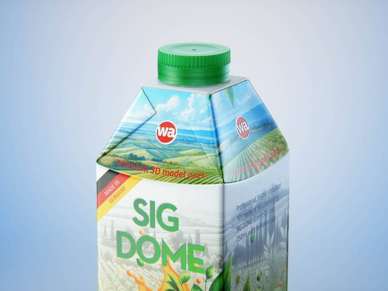 SIG DOME (CombiDome) 750ml with tethered cap DomeTwist premium carton packaging 3d model