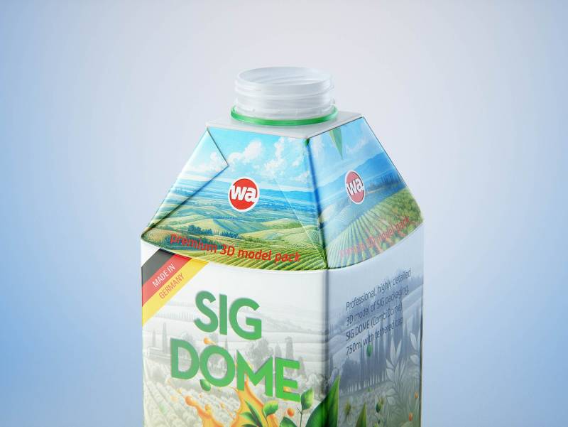 SIG DOME (CombiDome) 750ml with tethered cap DomeTwist premium carton packaging 3d model