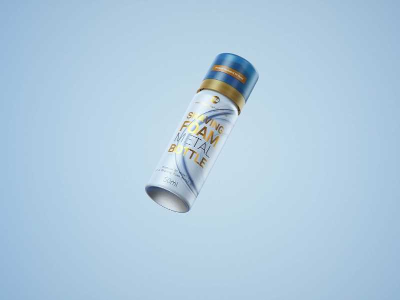 Shaving Foam Metal Bottle 50ml Packaging 3D model