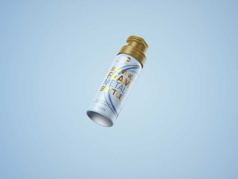 Shaving Foam Metal Bottle 50ml Packaging 3D model