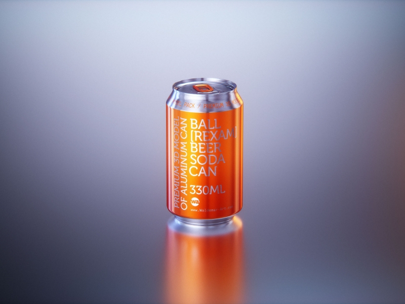 BALL (REXAM) Metal Standard Soda Can 330ml packaging 3D model