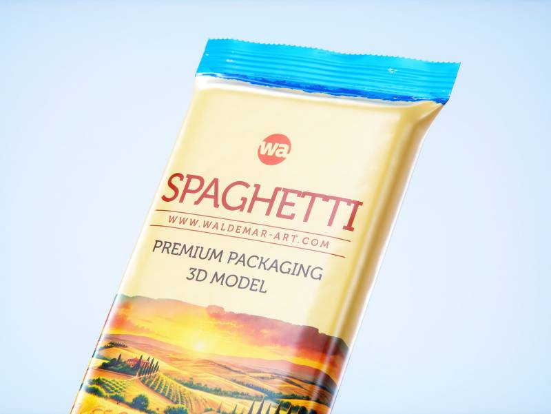 Spaghetti plastic pack 500g premium packaging 3d model