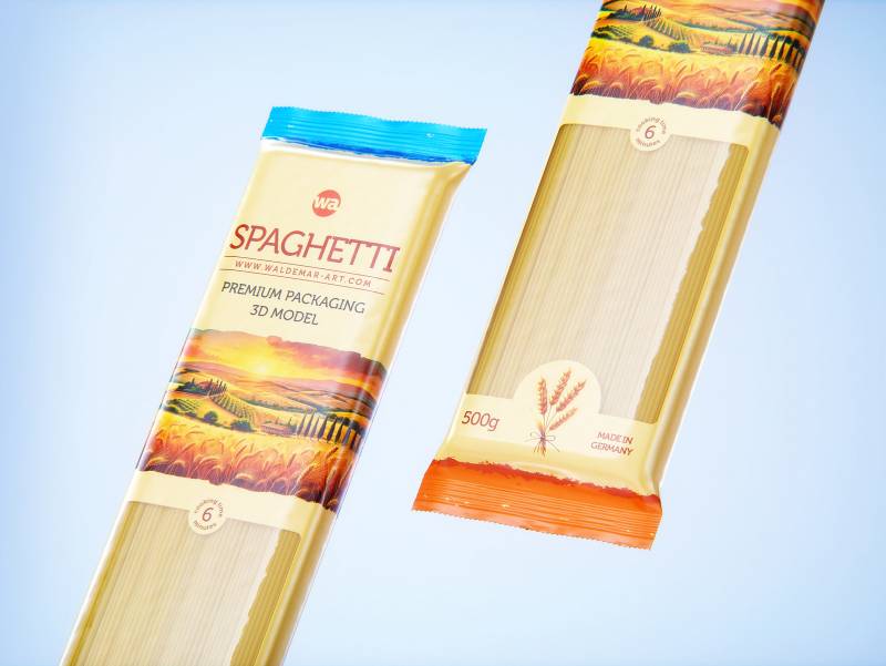 Spaghetti plastic pack 500g premium packaging 3d model