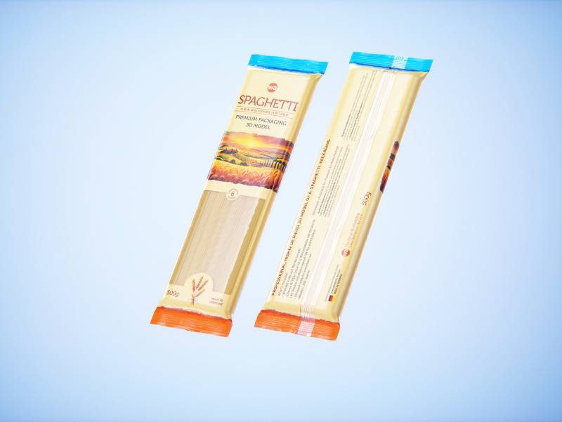 Spaghetti plastic pack 500g premium packaging 3d model