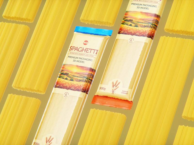 Spaghetti plastic pack 500g premium packaging 3d model
