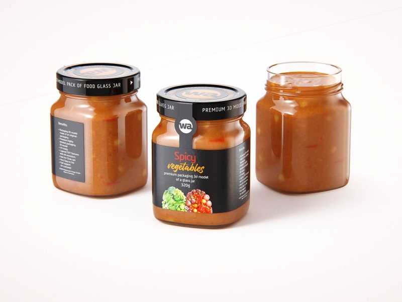 Spicy Vegetables Glass Jar 320g packaging 3D model