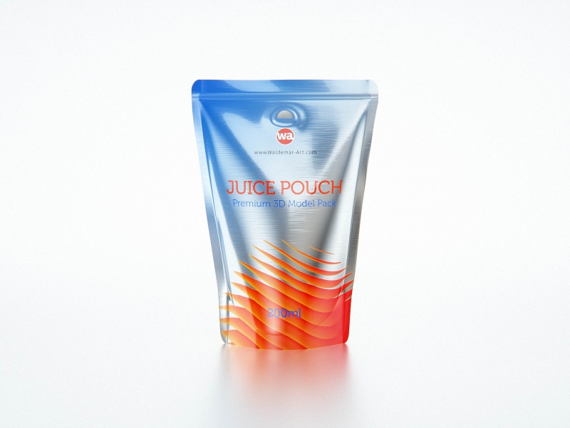 Standing-Up Juice Pouch 200ml premium 3D model pack