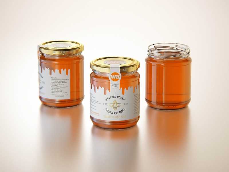 Summer Flower Honey Glass Jar 500g packaging 3d model