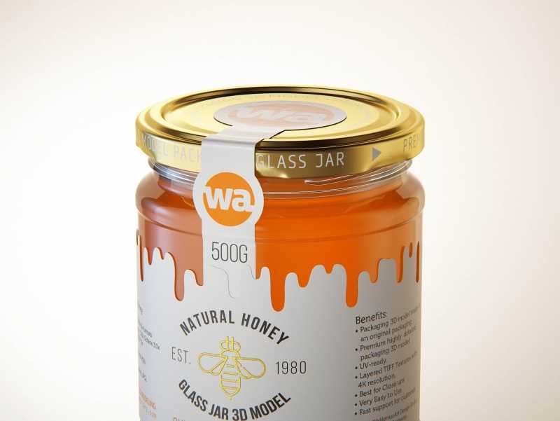 Summer Flower Honey Glass Jar 500g packaging 3d model