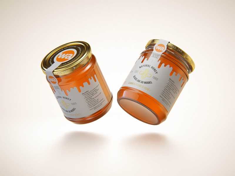 Summer Flower Honey Glass Jar 500g packaging 3d model
