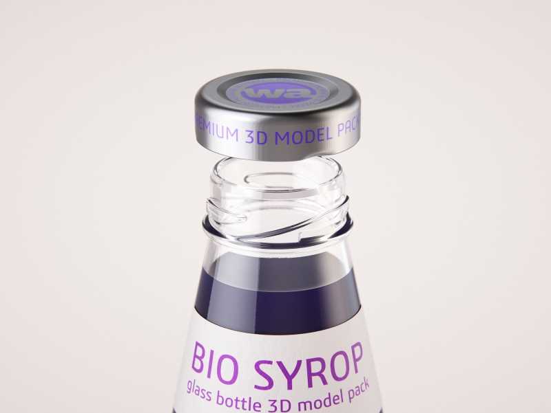 Syrup/Juice Glass Bottle 500ml packaging 3D model pack