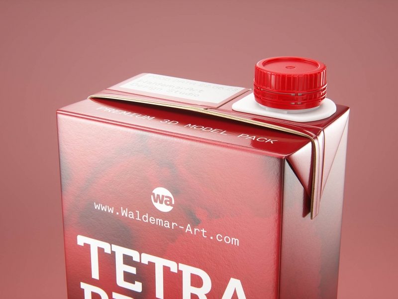 Tetra Brick Slim 1000ml with HeliCap23 Pro premium carton milk packaging 3D model