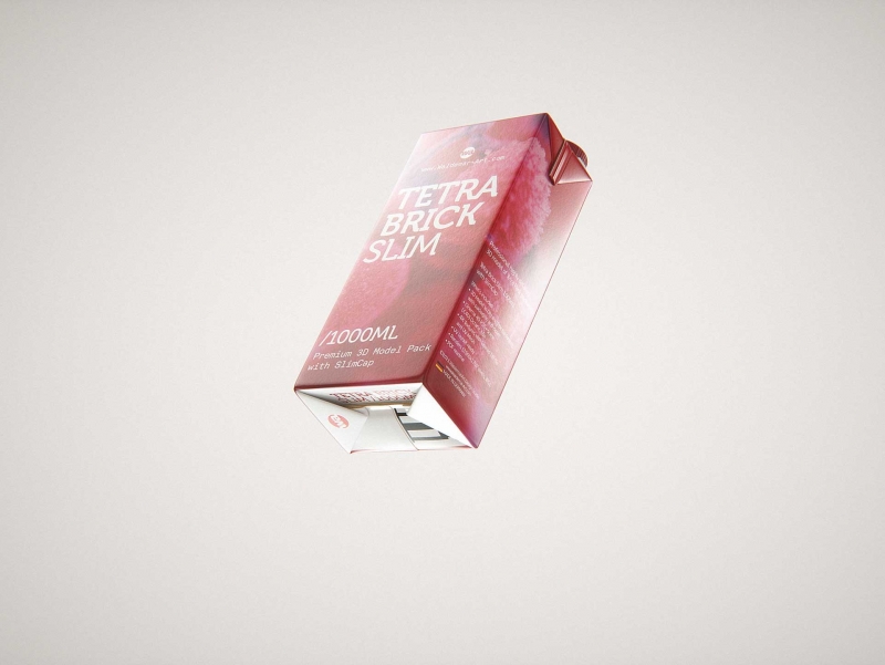 Tetra Pack Brick Slim 1000ml with SlimCap Premium packaging 3D model pak