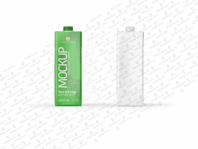 Mockup of Tetra Pack Brick 1000ml Square with HeliCap 27 - Front view
