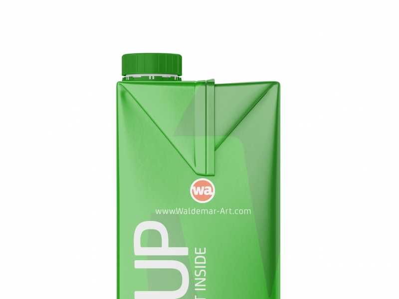 Mockup of Tetra Pack Brick 1000ml Square with HeliCap 27 - Side view