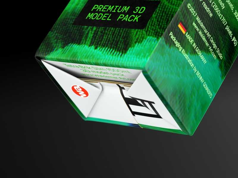 Tetra Pack Brick Slim 1500ml with HeliCap 23 Premium package 3D model pak