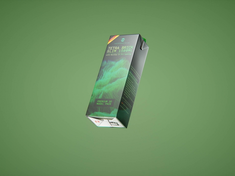 Tetra Brik Slim 1500ml with tethered cap HeliCap23 Pro carton packaging 3d model