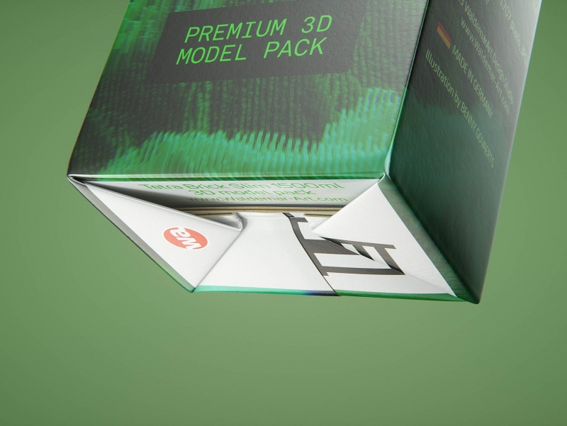 Tetra Brik Slim 1500ml with tethered cap HeliCap23 Pro carton packaging 3d model