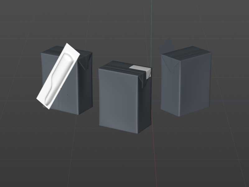 Tetra Pack Brick Base 200ml with Pull Tab and a packaged straw packaging 3d model pak