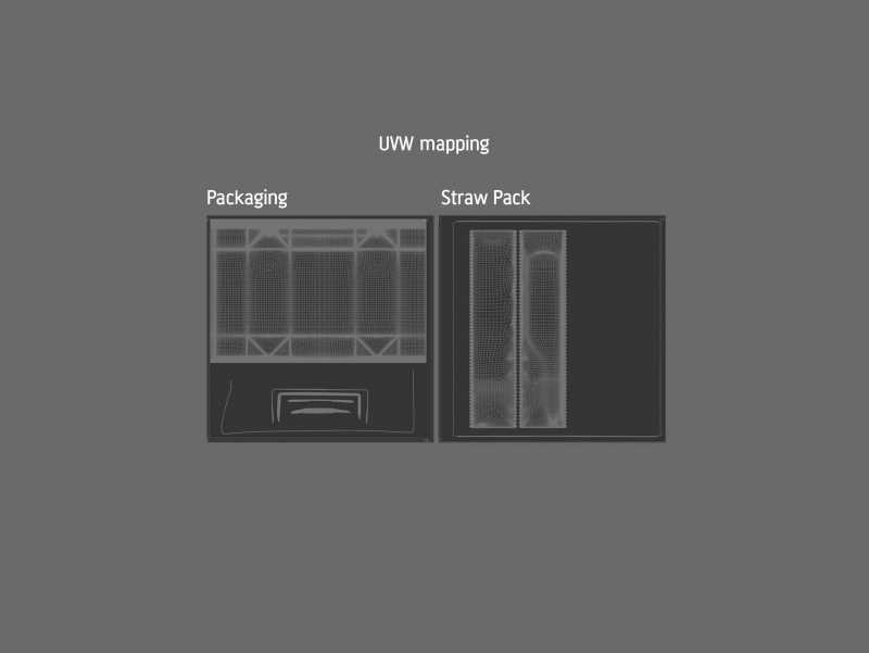 Tetra Pack Brick Base 200ml with Pull Tab and a packaged straw packaging 3d model pak