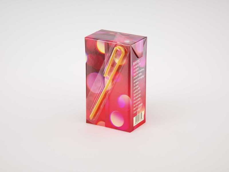 Tetra Brick Base 250ml with a Straw and Pull Tab packaging 3d model pak