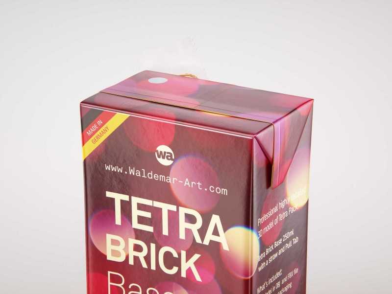 Tetra Brick Base 250ml with a Straw and Pull Tab packaging 3d model pak