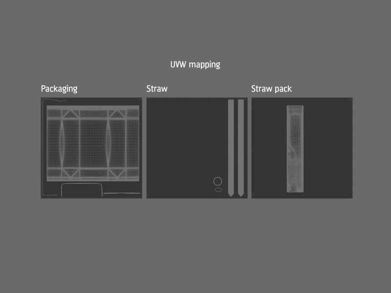 Tetra Brick Base Leaf 250ml with a Straw packaging 3d model pak