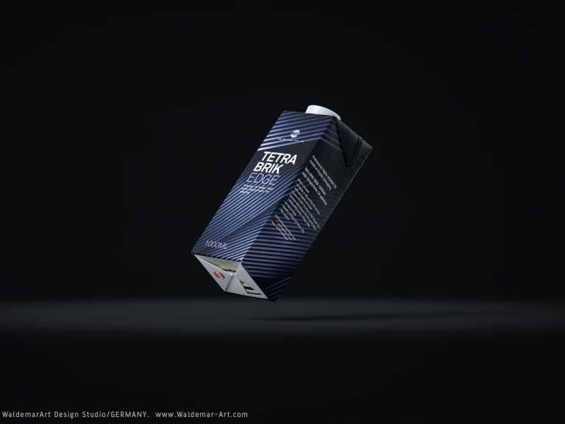 Tetra Pack Brick EDGE 1000ml Premium packaging 3D model pak with SimplyTwist34 closer