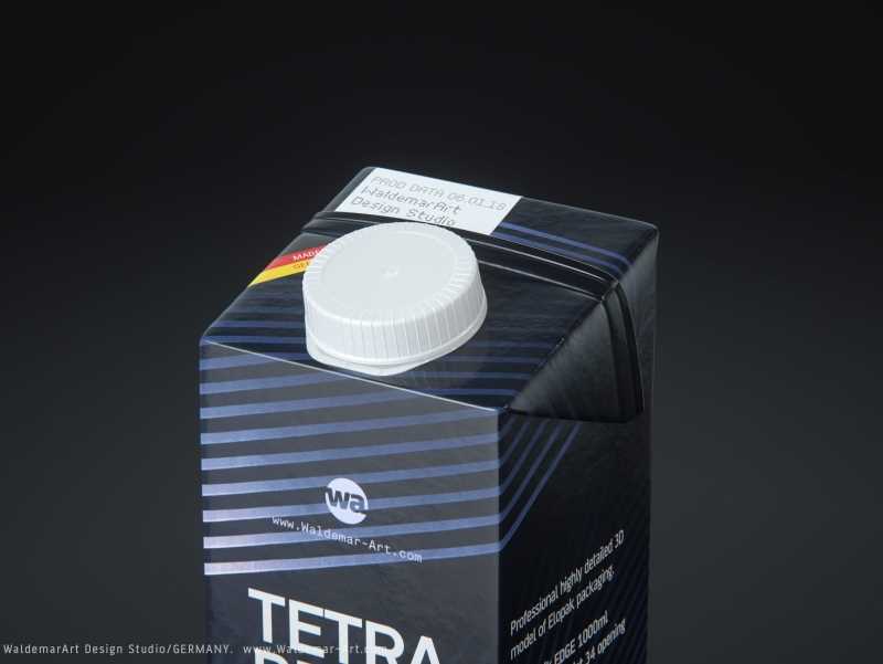 Tetra Pack Brick EDGE 1000ml Premium packaging 3D model pak with SimplyTwist34 closer