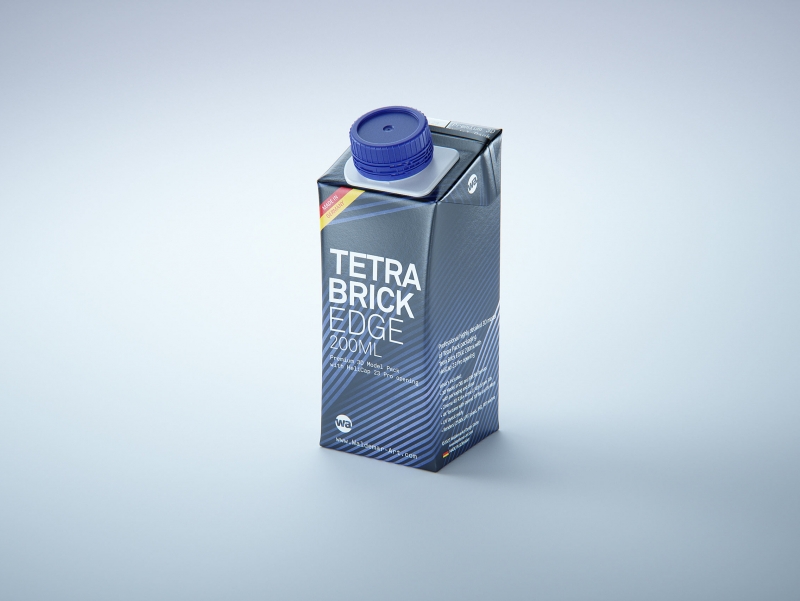 Tetra Brik EDGE 200ml with tethered cap HeliCap 23 Pro packaging 3d model