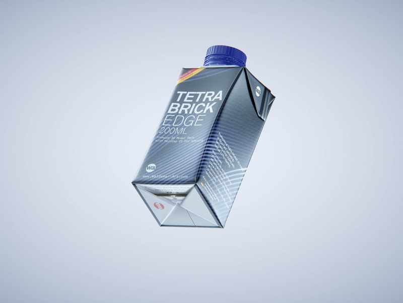 Tetra Brik EDGE 200ml with tethered cap HeliCap 23 Pro packaging 3d model