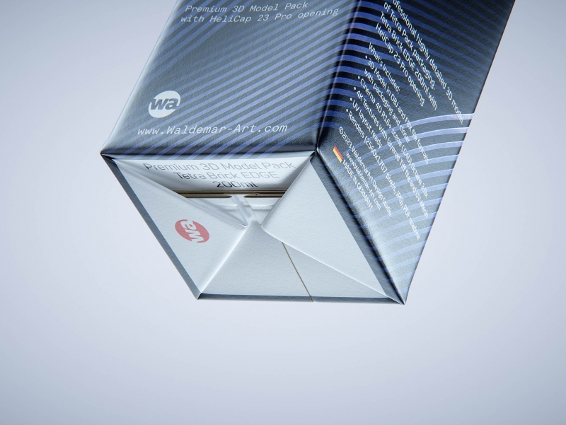 Tetra Brik EDGE 200ml with tethered cap HeliCap 23 Pro packaging 3d model