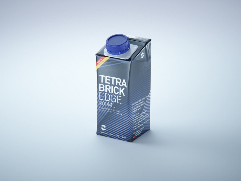 Tetra Pack Brick Edge 200ml 3D packaging model pak with HeliCap23 opening