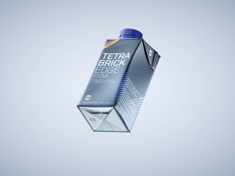 Tetra Pack Brick Edge 200ml 3D packaging model pak with HeliCap23 opening