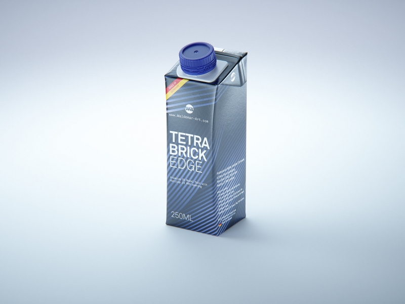 Tetra Pack Brik EDGE 250ml with tethered cap HeliCap 23 Pro packaging 3d model